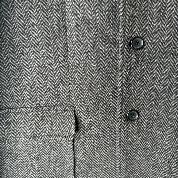 J. Crew Sport Coat Men's 44 Long Herringbone Wool Overcoat Blazer Elbow Patches - Picture 3 of 11